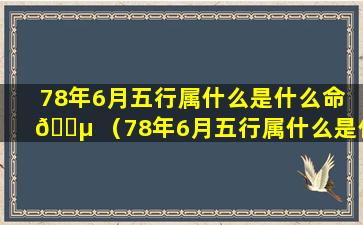 78年6月五行属什么是什么命 🐵 （78年6月五行属什么是什么命运）